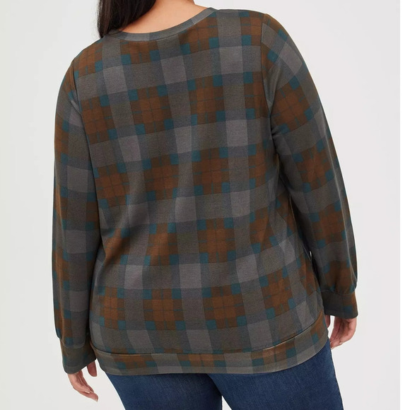 Damaged Torrid 2 Outlander Tartan Plaid Lightweight Knit Pullover Sweatshirt 2X - Picture 6 of 7